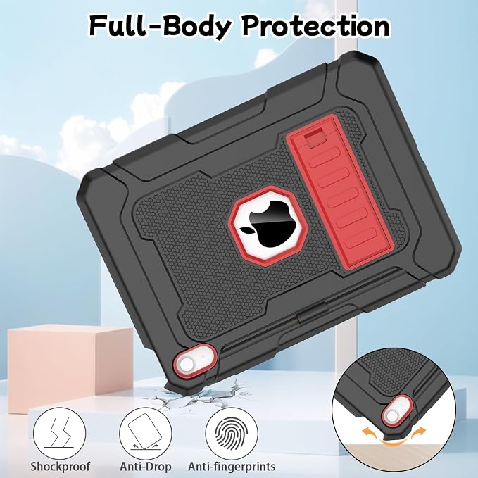 LTROP Case for iPad A16 11th Generation 2025 11 Inch / 10th Generation 2022 10.9 Inch with Kickstand and Pencil Holder Shockproof Rugged Protective iPad 11 inch Cover Black