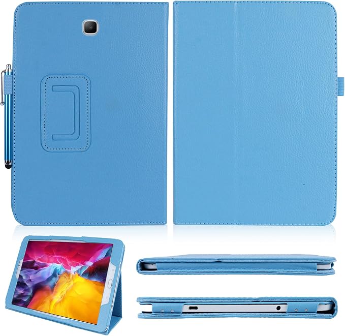 Slim Leather Case for Samsung Galaxy Tab A 8.0 inch 2015 (SM-T350 T357 T355 P350 P355) Multi-Angle Stand Full-Protective Tablet Cover Book Case with Stylus PenScreen Film (Black)