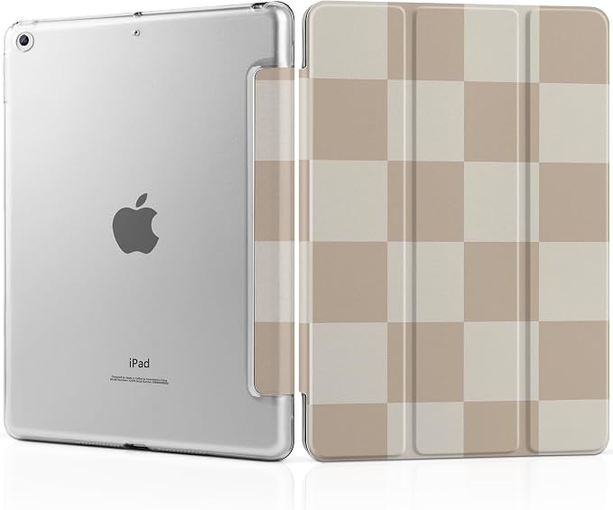 Compatible with iPad 10.2 Inch Case 2021 2020 2019 Smart Lightweight Trifold Stand Hard Plastic Transparent Cover Support Auto Sleep/Wake for iPad 10.2 9th/8th/7th Gen - Bear &amp Cherry