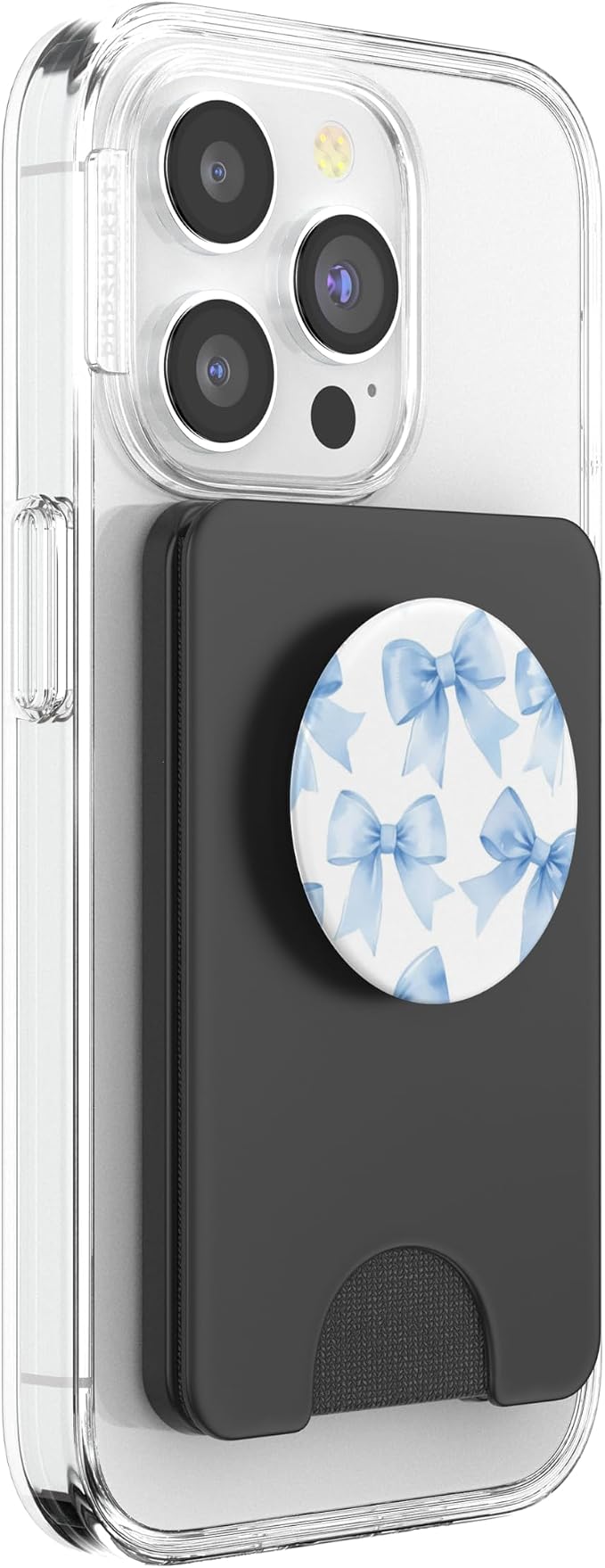 Light Blue Satin Bow Pattern PopSockets Adhesive PopGrip