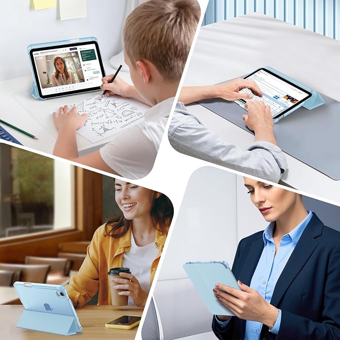 MoKo for iPad mini A17 Pro Case 8.3 Inch 2024 iPad mini 7th/6th Case 2021 | For iPad Mini Case with Pencil Holder Light Trifold Smart Protective Cover with Hard PC Translucent Back Shell Agave Gree