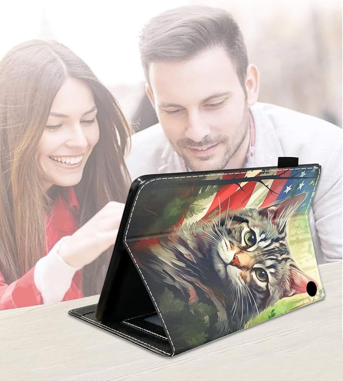 Case for Amazon Kindle Fire HD 8/Fire HD 8 Plus Tablet (12th/10th Generation 2024/2022/2020 Release) Slim PU Leather Cover with Card Slot &amp Auto Wake/Sleep African American Women