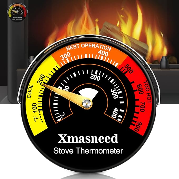 Wood Stove Thermometer Magnetic, Stove Top Thermometer for Wood Burning Stoves, Gas Stoves, Pellet Stove