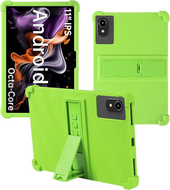 Case for ApoloMedia EP1095T 11 Tablet 2025 Android 15，WUNIAK Shock Proof Lightweight Stand Rubber Shell Protective CoverKids Friendly Soft Silicone Adjustable Stand CoverBlack