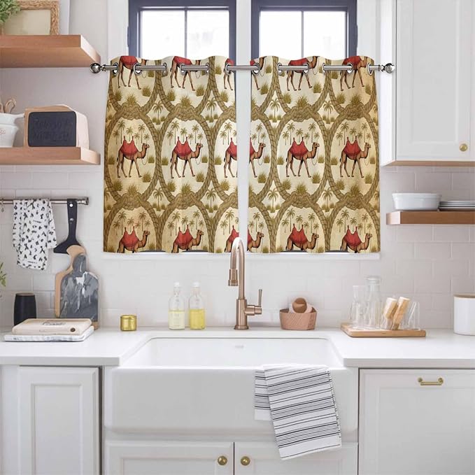 2 Panel Kitchen Cafe Curtains, Window Decor Tier Curtains