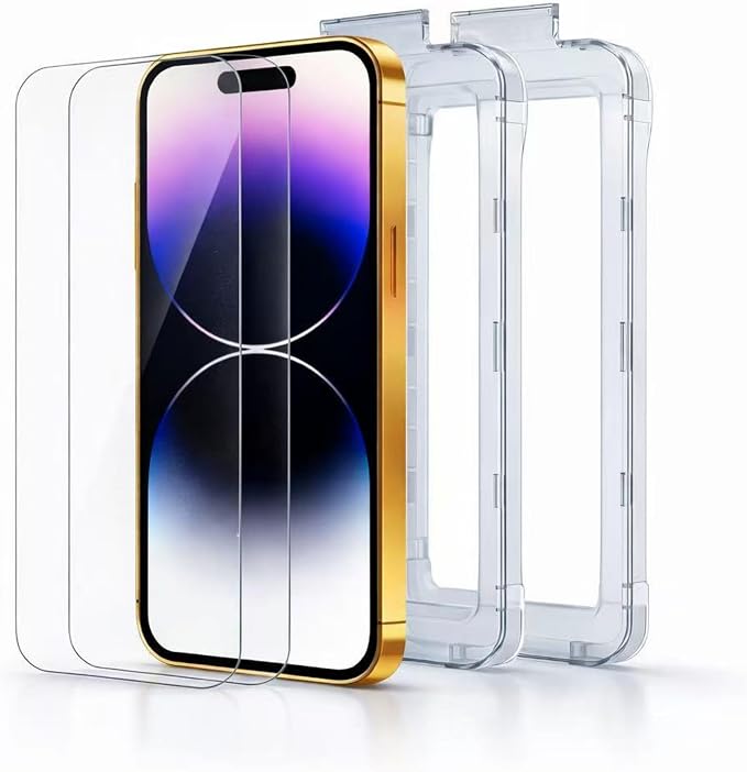 2 Pack Screen Protector for iPhone 17 with Alignment Frame 9H Tempered Glass Ultra Clear Bubble-Free Installation Case-Friendly Easy Install.