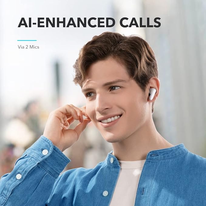 Soundcore by Anker P20i True Wireless Earbuds 10mm Drivers with Big Bass Bluetooth 5.3 30H Long Playtime Water-Resistant 2 Mics for AI Clear Calls 22 Preset EQs Customization via App