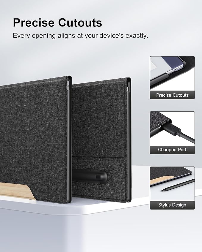 Case for Remarkable 2 Paper Tablet 10.3 2020 Released Fabric Folio Cover with Pen Pocket Stable Stand Design Black &amp Light Cork (Exclusive Templates Provided)