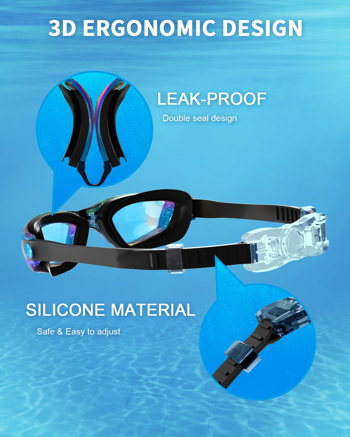 Hurdilen Kids Swim Goggles, Swimming Goggles for Kids with Nose Clip, Earplugs, Nose Bridge for Age 3-15