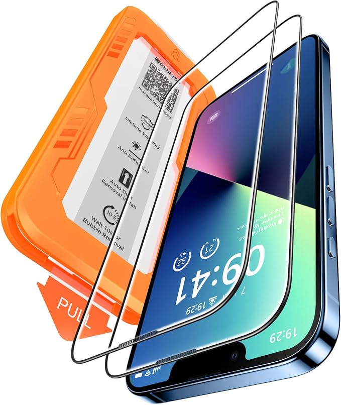 BossKiss for iPhone 11/iPhone XR Screen Protector TOP 9H Hardness Military Grade Shatterproof HD Tempered Glass Full Coverage Anti-Scratch Easy Installation Case Friendly 2 Pack