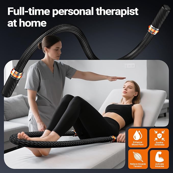 HYAKO S1 3D Flexible Pro Back Massage Rope - Handheld Vibration Therapy Massager & Hands-Free for Lower Back Pain Relief, 3000-7000 RPM Deep Tissue Muscle Massage Gun,Ideal for Athletes,Gym & Home Use