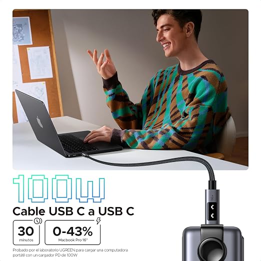 UGREEN 2-Item Bundle: Nexode Air 45W GaN USB C Wall Charger Block (Foldable Plug Travel Size) + 100W PD Fast Charging USB C to USB C Braided Cable for iPhone 17 16 MacBook Air Galaxy S26 iPad