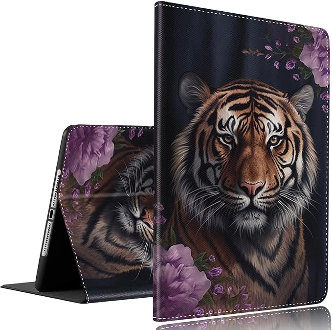 Vintage Floral Astronaut iPad 9th Gen Case - 10.2 Inch Standing Cover with Auto Sleep/Wake
