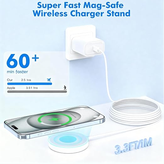 Magnetic Wireless Charger for iPhone 17 16 15 10FT Fast Phone Charging Pad | with USB C Wall Charger Fast Block For iPhone 17 Pro Max/17/iPhone 16 Pro Max/15/Plus/Pro/14/13/12 SeriesAirPods 4/3/2/Pr