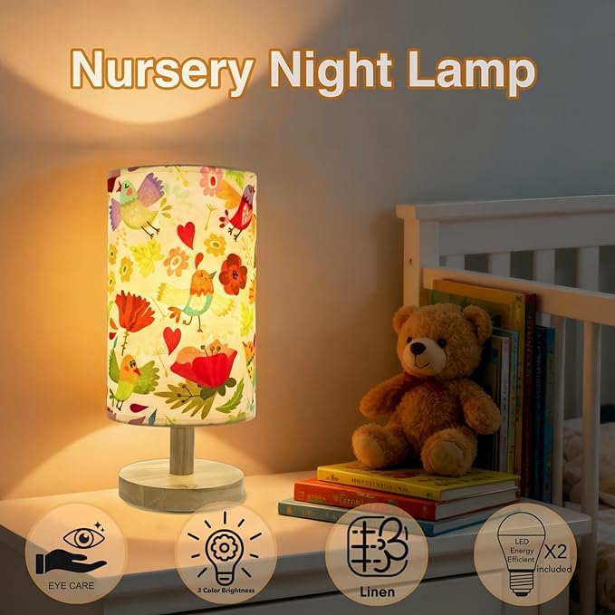Flower Table Lamp for Girls Bedroom, Boho Pink Flowers Toddler Nursery nightlight, 3 Color Brightness, Pink Lamp, Bedtime Reading Light, Christmas Gifts for Girls