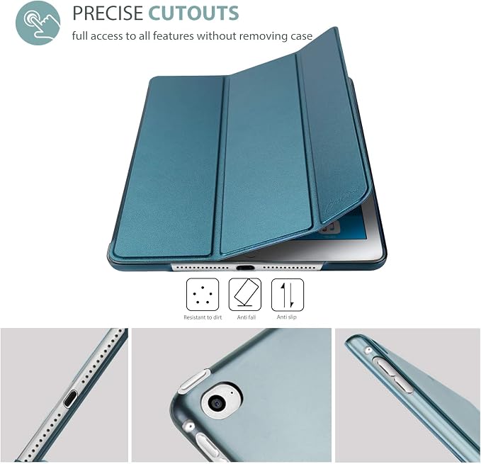 ProCase Slim Stand Case for iPad Air 2nd Gen 2014 Black | Fits Models A1566 / A1567 Ultra Slim Lightweight Protective Shell Translucent Frosted Back