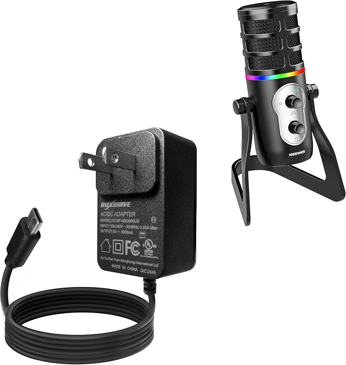 BoxWave Charger Compatible with Neewer CM27 - Wall Charger Direct (15W) Rapid Charge Your Device with Built-in 3ft Cable