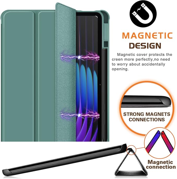 Case Compatible with Xiaomi pad 7/7 Pro 11.2 2024Slim Drop Protection Tri-Fold with Hard Shell Transparent Back and Pen Holder Stand Smart Cover with Auto Wake/SleepBlack