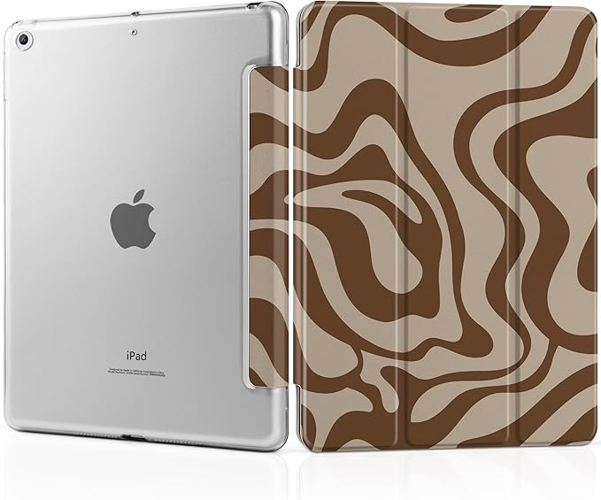 Compatible with iPad 10.2 Inch Case 2021 2020 2019 Smart Lightweight Trifold Stand Hard Plastic Transparent Cover Support Auto Sleep/Wake for iPad 10.2 9th/8th/7th Gen - Bear &amp Cherry