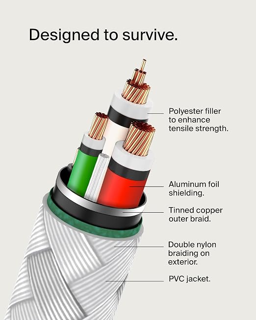 Belkin USB C to USB C Braided Cable 3.3ft iPhone Charger Cord | tangle-free braided cord iPhone 17/16 Samsung Galaxy S25 Pixel 9 MacBook iPad Pro Nintendo Switch 2 travel essential