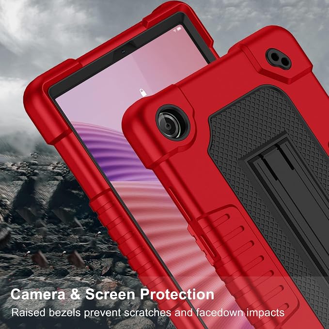 for Lenovo Tab One 8.7 inch Tablet Case Shockproof Hybrid Cover Built in Kickstand Shoulder Strap Hybrid Protective Cover for Lenovo Tab One/K9 TB305FU (2025) 8.7 Tablet (Black)