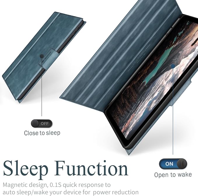 Antbox Case for iPad (A16) 11th (11'')/ 10th Generation (10.9'') Black | High Grade Skin-Touch Vegan Leather Built-in Pencil Holder Auto Sleep/Wake Function