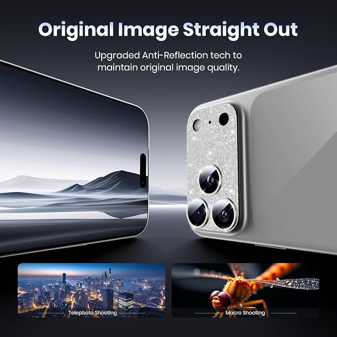 for iPhone 17 Pro Camera Lens Protector - 12FT Shatterproof | Military Grade Protection Strong Adsorption 9H+ Tempered Glass Camera Screen Full Protective Cover Case Friendly Black
