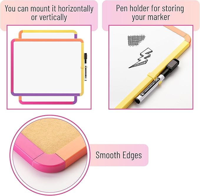 Mr. Pen- Dry Erase Board, 14” x 11” with a Black Dry Erase Marker, Small Mini White Board for Students