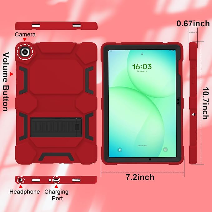 Case for Samsung Galaxy Tab A11+/A11 Plus 11” 2026 Samsung Galaxy Tab A9+/A9 Plus 11” 2024 Model Heavy Duty Shockproof Hard High Impact Protective Case Black