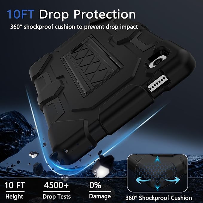 Case for Samsung Galaxy Tab A11+/A11 Plus 11” 2026 Samsung Galaxy Tab A9+/A9 Plus 11” 2024 Model Heavy Duty Shockproof Hard High Impact Protective Case Black