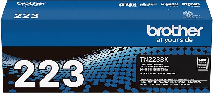 Brother Genuine TN223BK, Standard Yield Toner Cartridge, Replacement Black Toner, Page Yield Up to 1,400 Pages, TN223, Amazon Dash Replenishment Cartridge