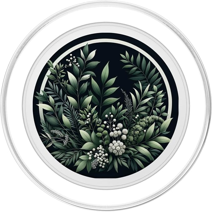 Elegant Midnight Garden - Lush Botanical Circle Illustration PopSockets Standard PopGrip