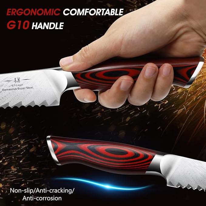 HOSHANHO 8" Damascus Bread Knife, Ultra Sharp Serrated Sourdough Knife