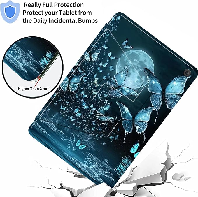 Case for Samsung Galaxy Tab A9 8.7-Inch 2023360 Degree Rotating Multi-Angle Viewing Protective Cover with Auto Sleep/Wake-Blue Butterfly