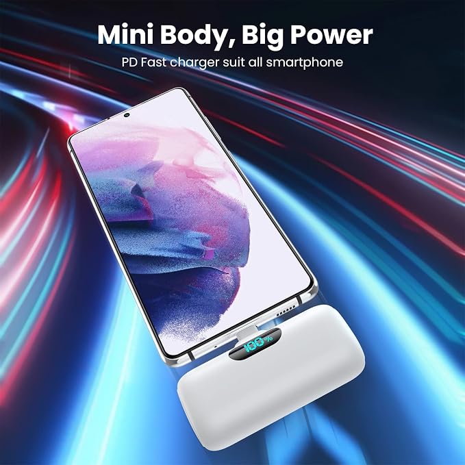 [2 Pack]Small Portable Charger for iPhone 17/16/15 Series5000mAh 3A PD USB C Power Bank Mini Travel Essentials Battery Pack for iPhone 17/17 Pro/16/16 Plus/16 Pro/15 Pro MaxSamsungAndroid/LG etc