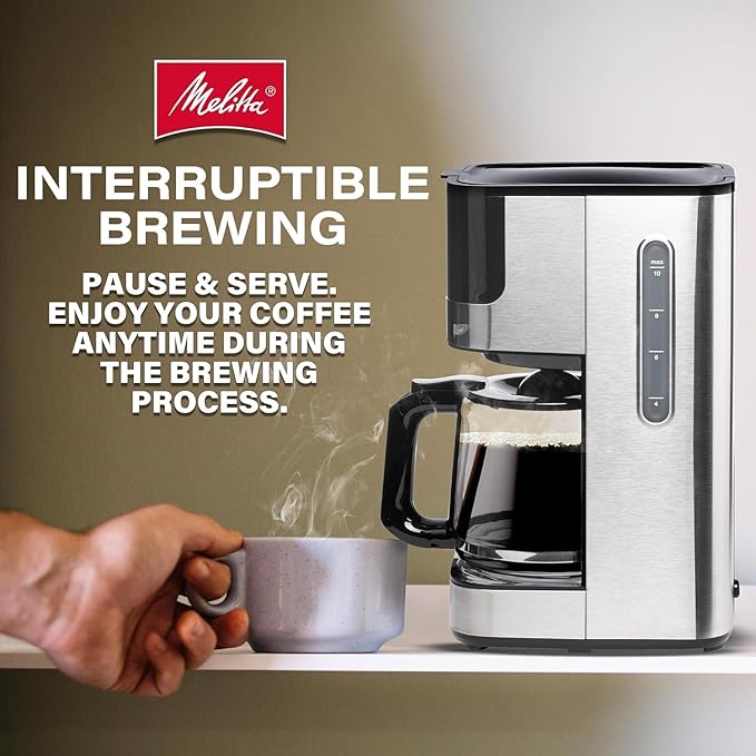 Melitta Aroma Tocco Glass 10-Cup Drip Coffee Maker, Black
