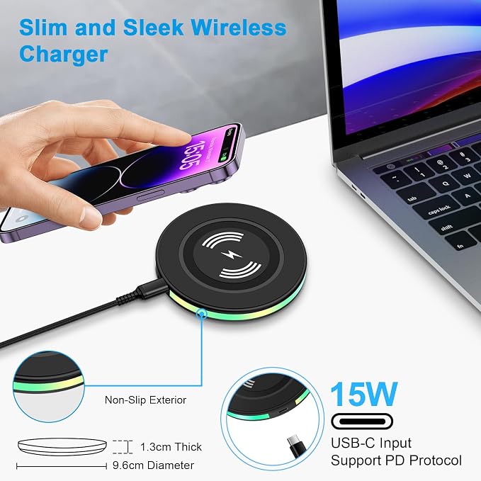 Pixel Wireless Charger Fast Charging for Google Pixel 10a/10/10 Pro/10 Pro XL/9a/9/9 Pro/9 Pro XL/9 Pro Fold/8a/8/8 Pro/7a/7/7 Pro/6/6 Pro/5/4XL/3XL 15W Android Phone Charging Station with QC Adapter