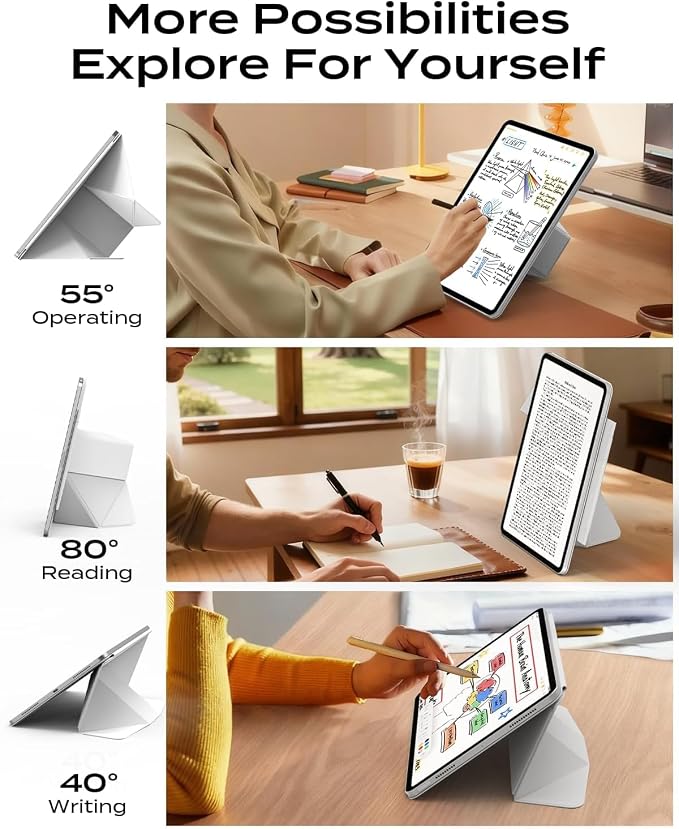 JKSML Dynamic Folio Case for iPad Air M4/M3/M2 11 &amp Air 4th/5th Gen 10.9 Detachable Pencil Holder 20+ Multi-Angle Origami Cover Slim &amp Ergonomic &amp Powerful Magnetic - Black