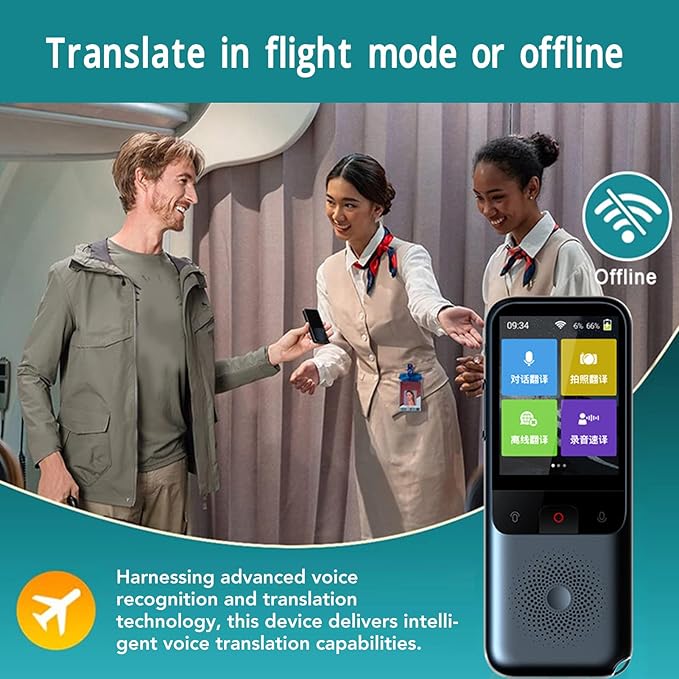 Portable Voice Translator Device Grey 1500mAh - Supports 136 Languages Online & 15 Offline, Accurate Real - Time Translation for Travel & Business Communication