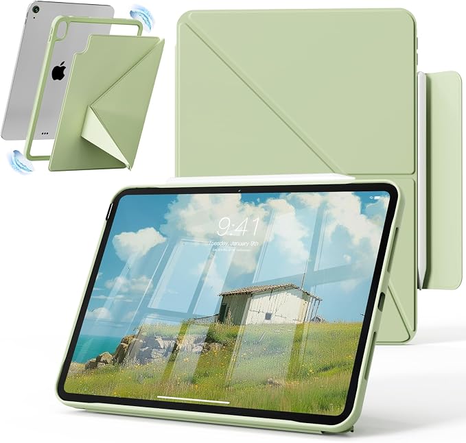 Case for iPad A16 11th/10th Generation 11/10.9 inch Black | Magnetic Attachment Slim Soft TPU Protective Case Multi Angles Hidden Pencil Holder Shockproof Frame Auto Wake/Sleep