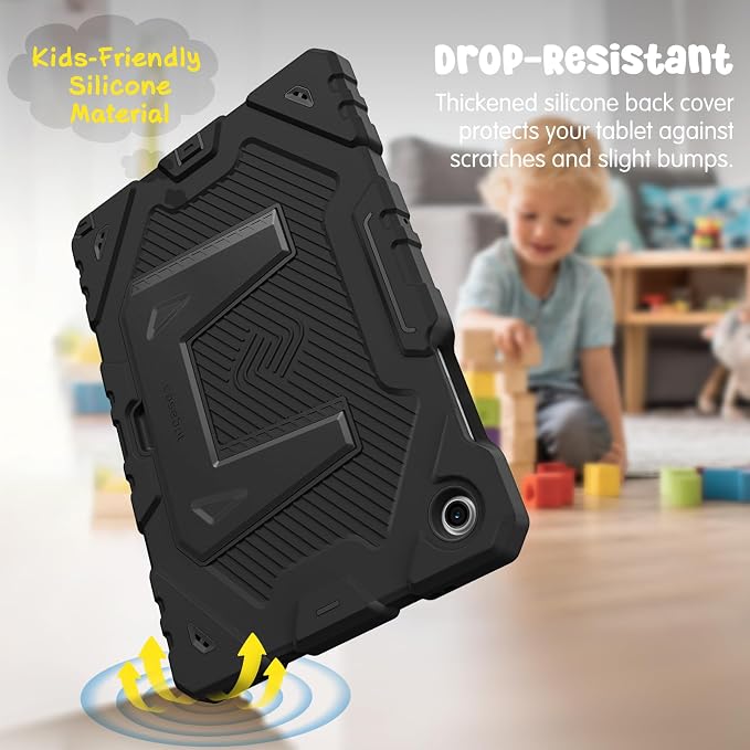 Fintie Kid-Friendly Case for Samsung Galaxy Tab A11+/A9+ 11'' Black | Rugged Shockproof Case Kickstand &amp Shoulder Strap Adjustable Stand 3-Layer Drop Protection for Learning &amp Travel