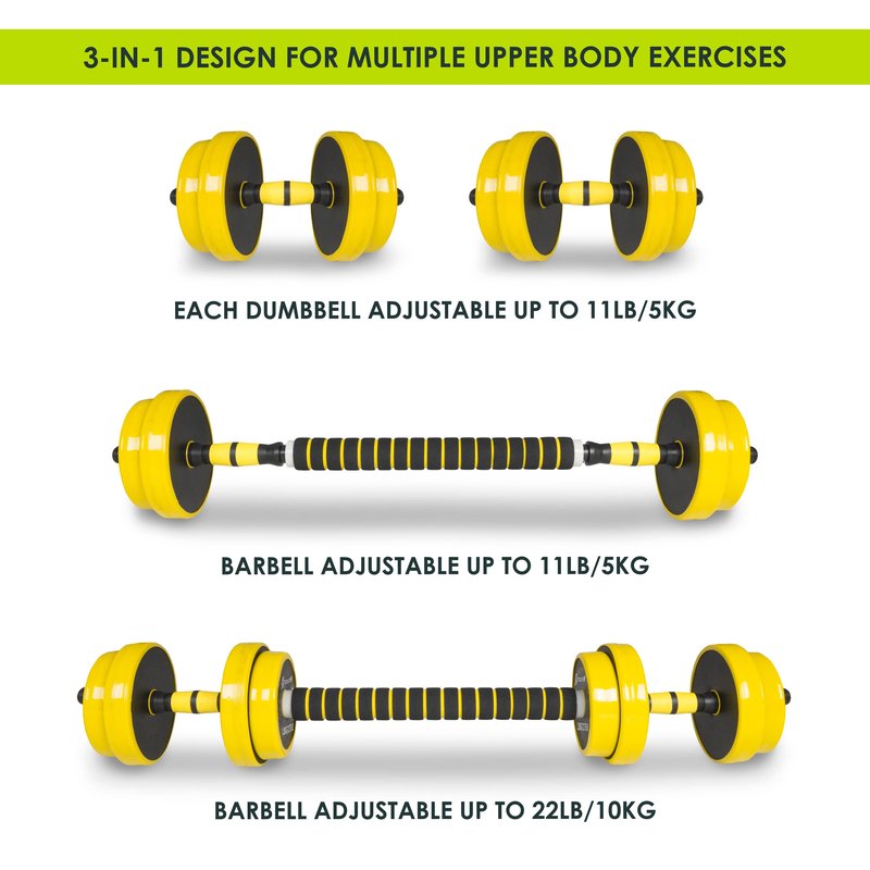 ProsourceFit Adjustable Dumbbell & Barbell Weight Set, 2-in-1 Free Weights Available 33Lbs, Home Gym Equipment