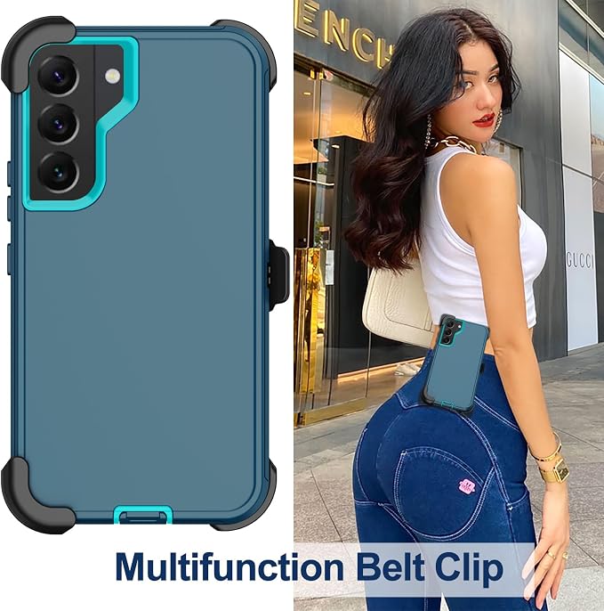 for Samsung Galaxy S22 Plus Case with Belt Clip Holster 2X Screen Protector [Military Grade Protection] Heavy Duty Full Body Shockproof Rugged Protective Cover for Samsung S22 Plus 5G Black