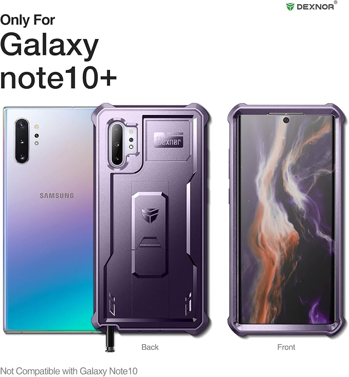 Dexnor for Samsung Galaxy Note 10+ Plus Case [Built in Screen Protector and Kickstand] Heavy Duty Military Grade Protection Shockproof Protective Cover for Samsung Galaxy Note 10 Plus (Army Green)