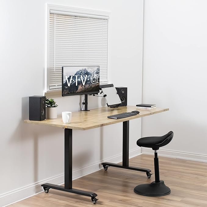 VIVO Steel Universal Full Motion Pole Mount Laptop Holder Arm with Removable 75mm and 100mm VESA Plate, Fits 10 to 15.6 inch Laptops, Black, MOUNT-PL1A-LAP3