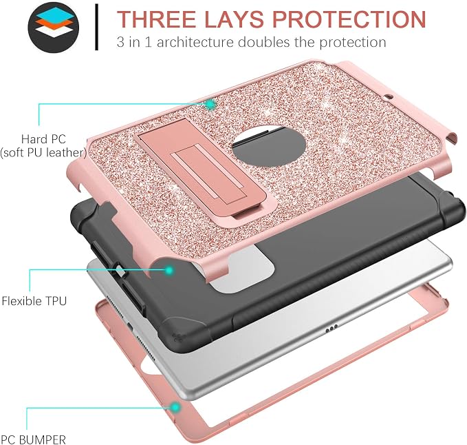 BENTOBEN for iPad 9th Generation Case iPad 8th Generation Case iPad 7th Generation Case iPad 10.2 2021/2020/2019 Case Glitter Sparkly 3 Layers Shockproof Kickstand Protective Tablet Cover Rainbow