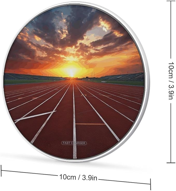 Dusk Running Track Wireless Charger 10W Fast Charging Pad Anti-Slip Qi Certified Wireless Charging Pad Charging Station Portable Phone Charger for All Wireless Charging Smartphone