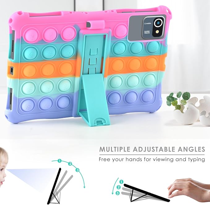 DETUOSI 11 inch Tablet Case Compatible with COLORROOM Android 14 AOCWEI X800 with Shoulder Strap and Stylus Pen Multi-Angle Protective Cover for TECLAST P50 Dazzling Dark Blue