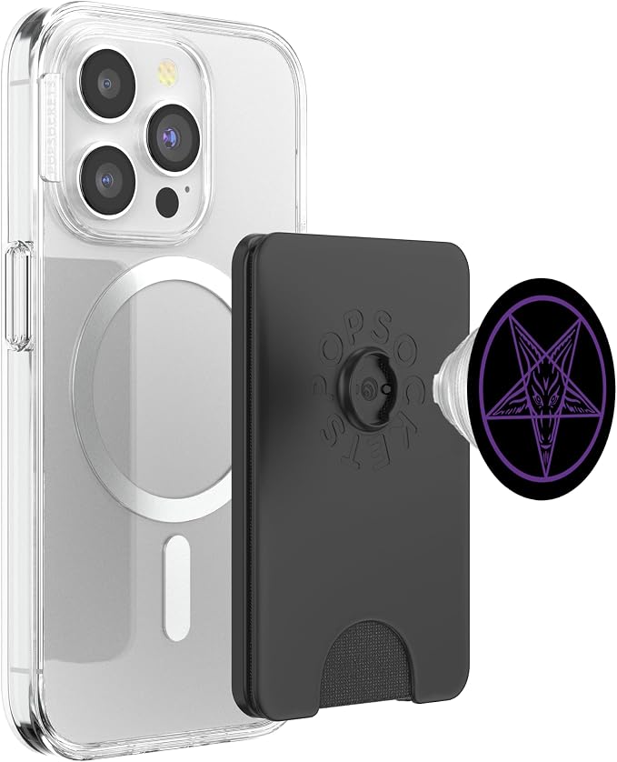 Purple Satanic Pentagram Star Baphomet Devil Hail Satan 666 PopSockets Adhesive PopGrip