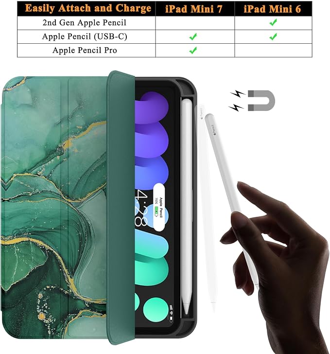Soke Case for iPad mini (A17 Pro) 7th/ 6th Generation (Book Wine) | Built-in Apple Pencil Slot fit iPad Mini 2024 and 2021 8.3 inch Auto Sleep/Wake